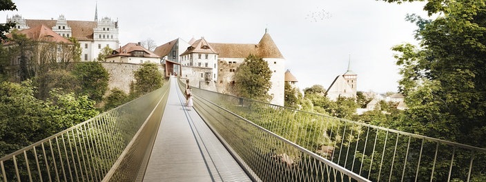 Entwurfsbild der Spreebrücke | Bildrechte: Professur für Städtebau, Fakultät Architektur, TU Dresden